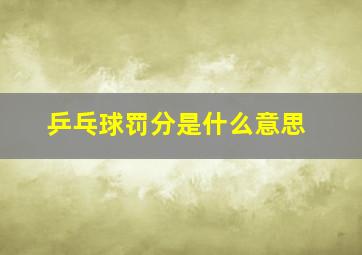 乒乓球罚分是什么意思