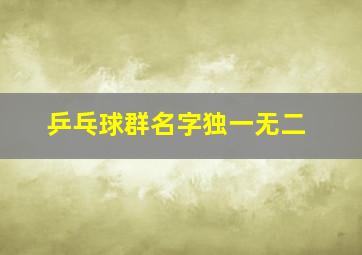 乒乓球群名字独一无二