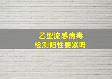 乙型流感病毒检测阳性要紧吗