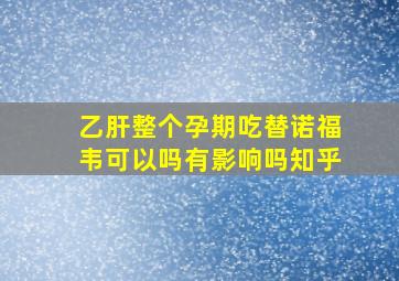 乙肝整个孕期吃替诺福韦可以吗有影响吗知乎