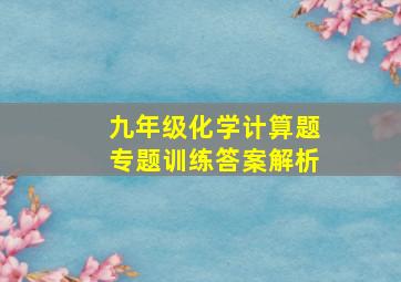 九年级化学计算题专题训练答案解析