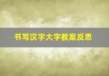 书写汉字大字教案反思