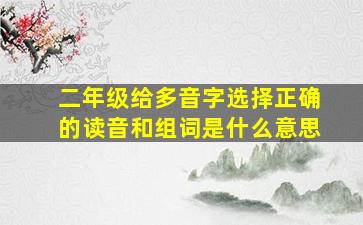 二年级给多音字选择正确的读音和组词是什么意思