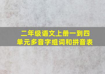 二年级语文上册一到四单元多音字组词和拼音表