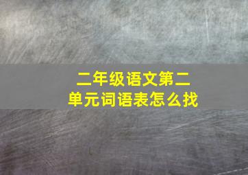 二年级语文第二单元词语表怎么找