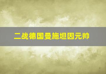 二战德国曼施坦因元帅