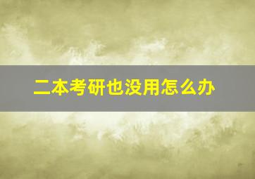 二本考研也没用怎么办