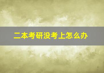 二本考研没考上怎么办