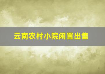 云南农村小院闲置出售