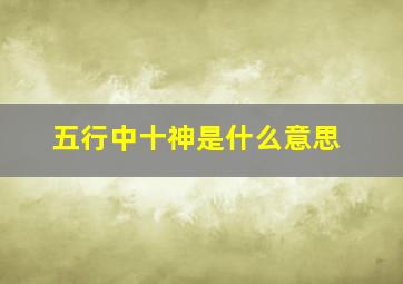 五行中十神是什么意思