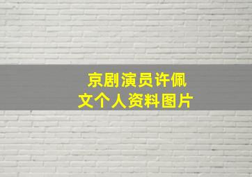 京剧演员许佩文个人资料图片