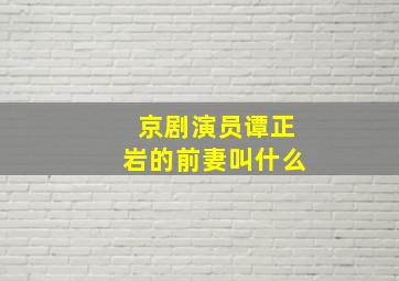 京剧演员谭正岩的前妻叫什么