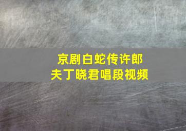 京剧白蛇传许郎夫丁晓君唱段视频