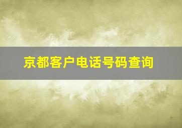 京都客户电话号码查询