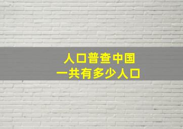 人口普查中国一共有多少人口