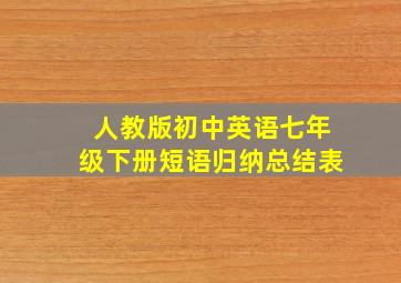 人教版初中英语七年级下册短语归纳总结表