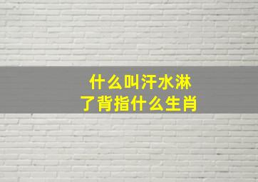 什么叫汗水淋了背指什么生肖