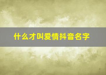 什么才叫爱情抖音名字