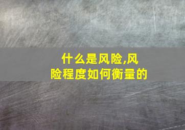 什么是风险,风险程度如何衡量的