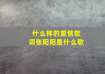 什么样的爱情歌词张阳阳是什么歌