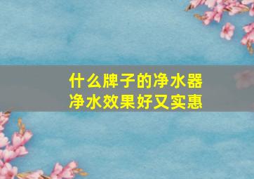 什么牌子的净水器净水效果好又实惠