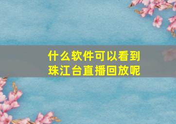 什么软件可以看到珠江台直播回放呢