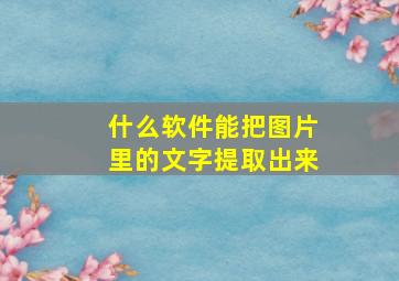 什么软件能把图片里的文字提取出来