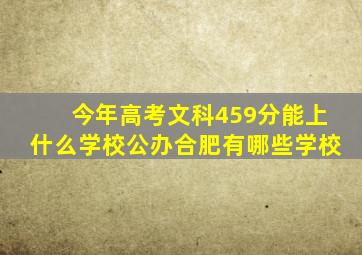 今年高考文科459分能上什么学校公办合肥有哪些学校