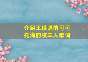 介绍王琪唱的可可托海的牧羊人歌词