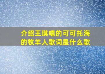 介绍王琪唱的可可托海的牧羊人歌词是什么歌