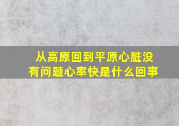 从高原回到平原心脏没有问题心率快是什么回事