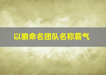 以狼命名团队名称霸气