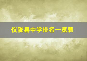 仪陇县中学排名一览表