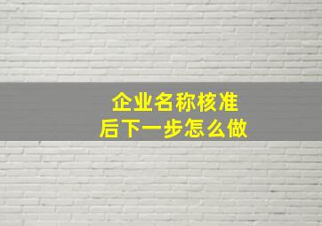 企业名称核准后下一步怎么做