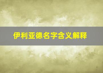 伊利亚德名字含义解释