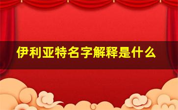 伊利亚特名字解释是什么