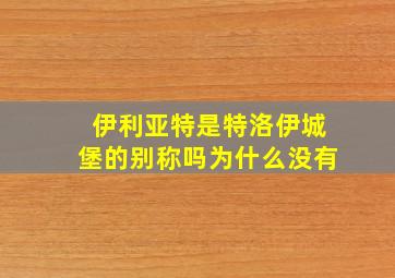 伊利亚特是特洛伊城堡的别称吗为什么没有