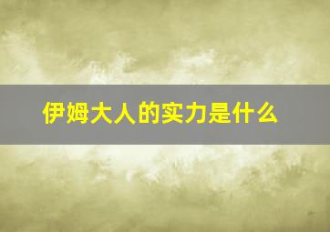 伊姆大人的实力是什么