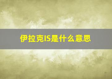 伊拉克IS是什么意思