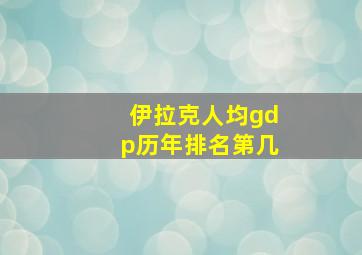 伊拉克人均gdp历年排名第几