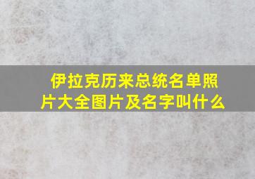 伊拉克历来总统名单照片大全图片及名字叫什么