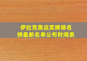 伊拉克奥运奖牌排名榜最新名单公布时间表