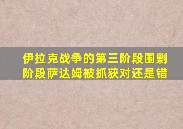 伊拉克战争的第三阶段围剿阶段萨达姆被抓获对还是错