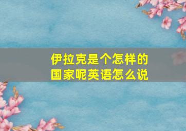 伊拉克是个怎样的国家呢英语怎么说