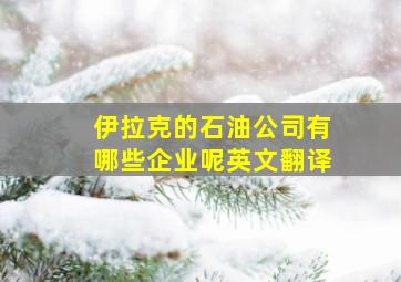 伊拉克的石油公司有哪些企业呢英文翻译