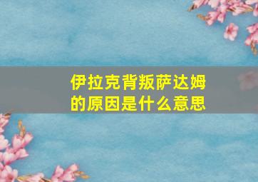 伊拉克背叛萨达姆的原因是什么意思