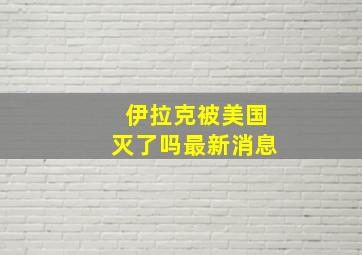 伊拉克被美国灭了吗最新消息