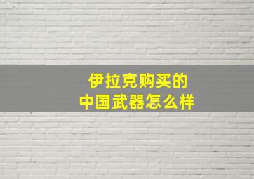 伊拉克购买的中国武器怎么样