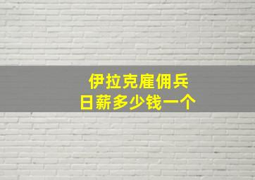 伊拉克雇佣兵日薪多少钱一个