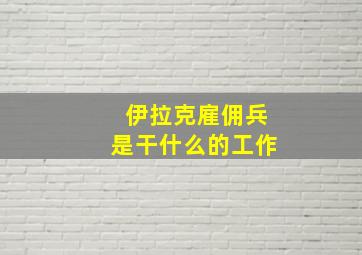 伊拉克雇佣兵是干什么的工作